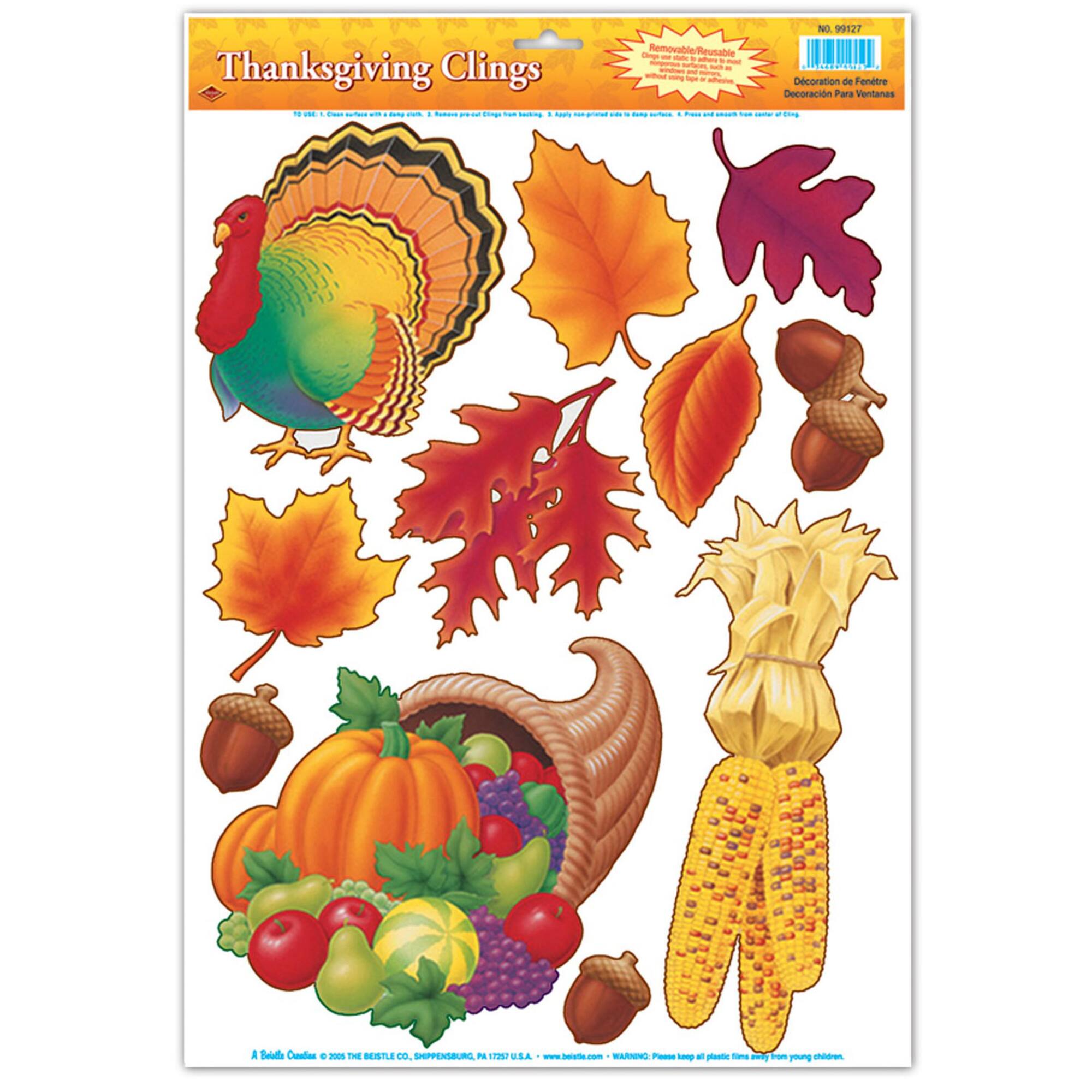 Beistle Thanksgiving Clings Sheets, 4ct.
